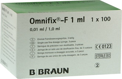 Omnifix F Solo Spritze 1 ml 100X1 ml Spritzen