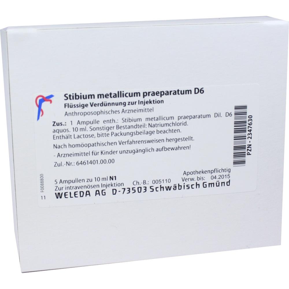 WELEDA STIBIUM METALLICUM PRAEPARATUM D 6 Ampullen 5X10 ml Ampullen