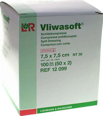 VLIWASOFT Schlitzkompressen 7,5x7,5 cm steril 4l. 50X2 St Kompressen