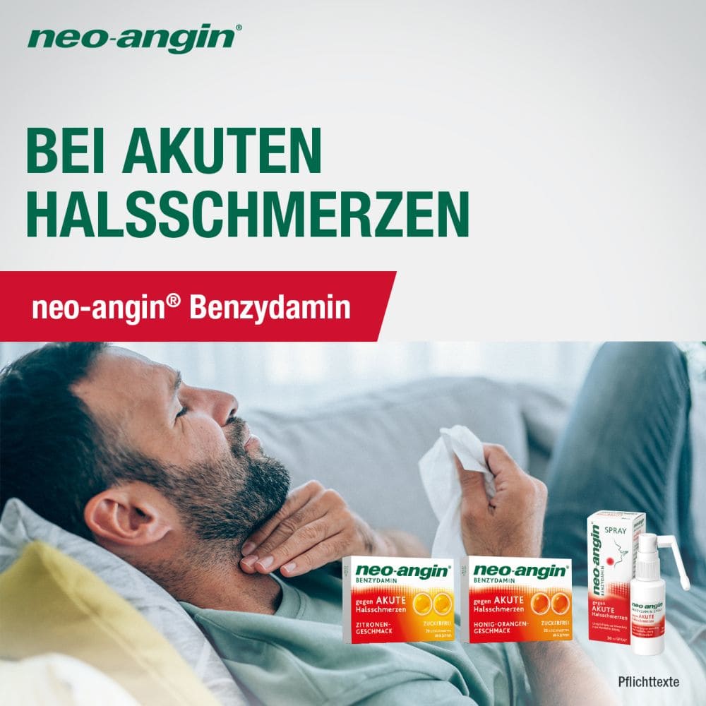 neo-angin BENZYDAMIN gegen AKUTE Halsschmerzen 20 St Lutschtabletten