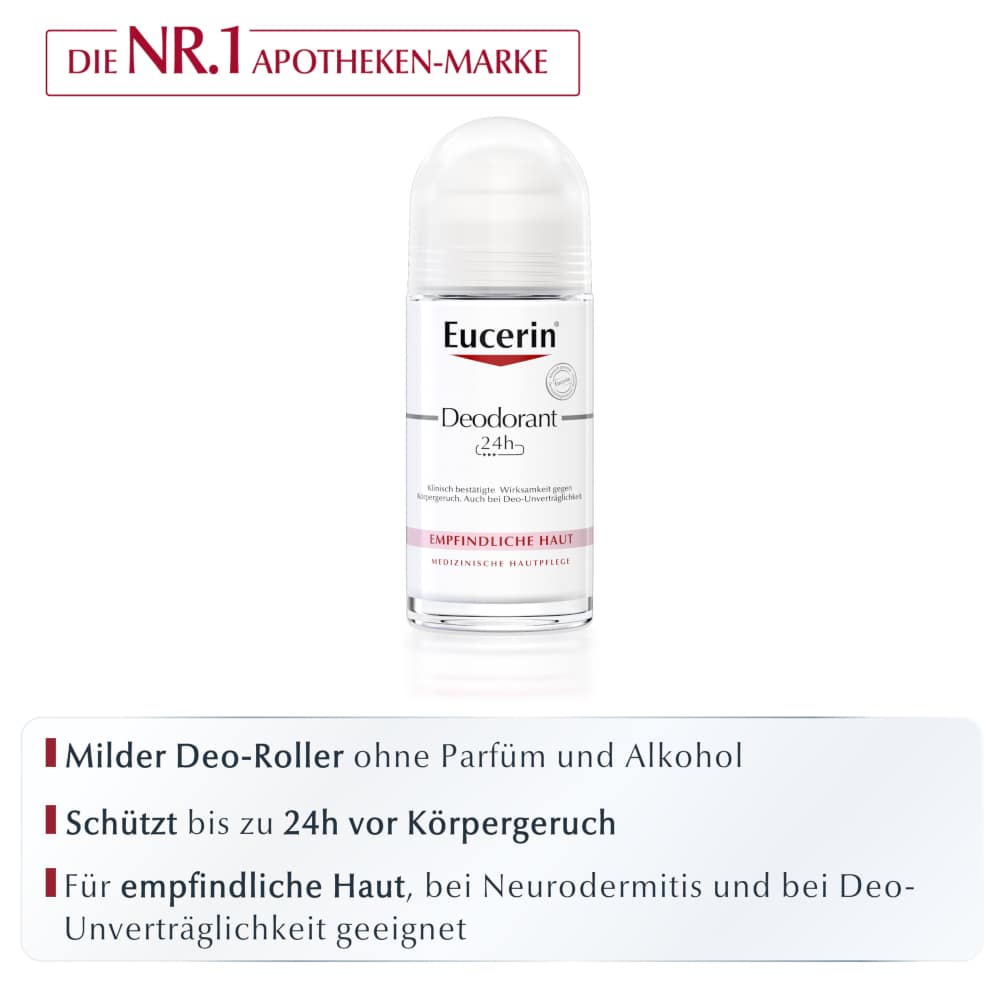 Eucerin Deodorant EMPFINDLICHE HAUT 24h RollOn  50 ml Flüssigkeit