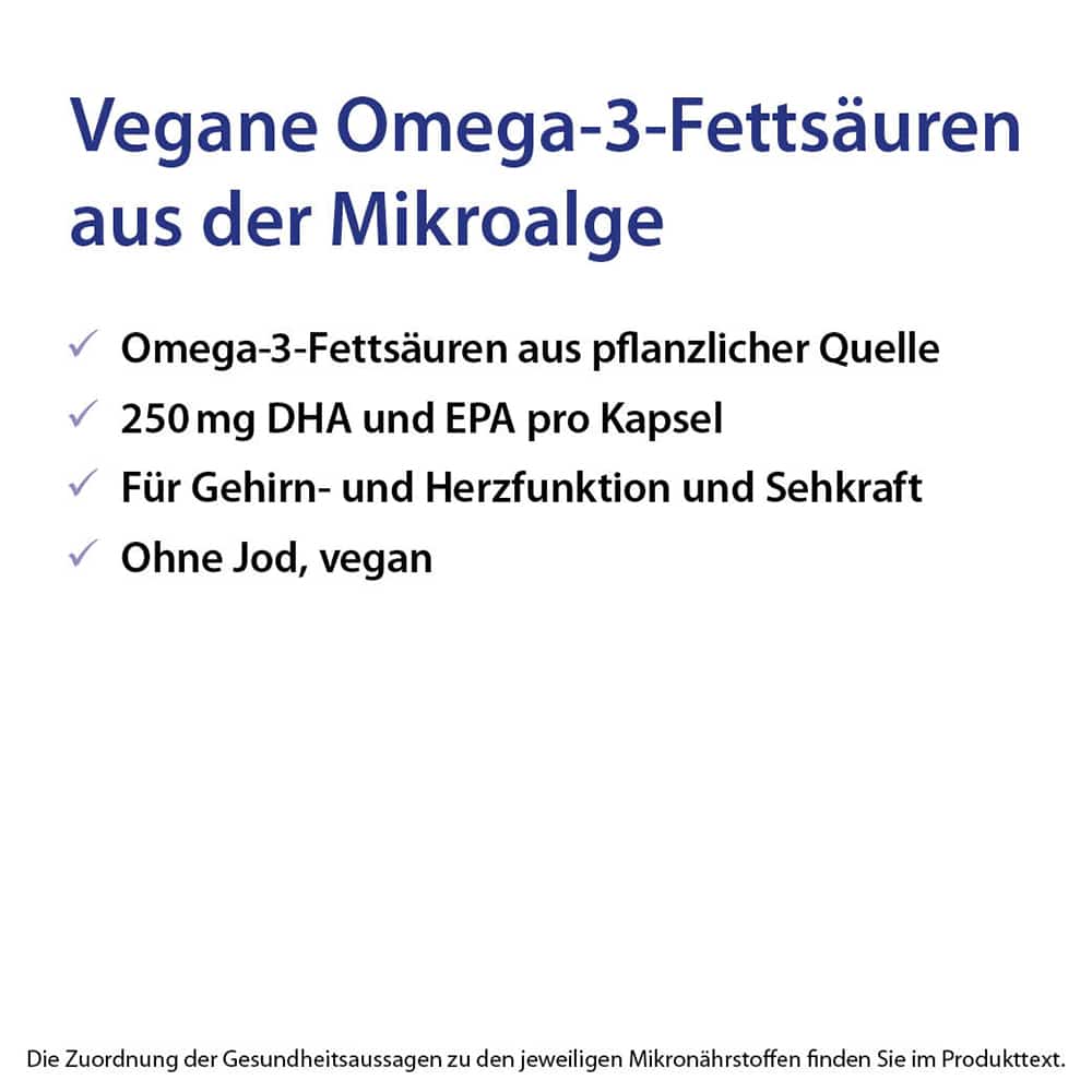 Dr. Jacob's DHA-EPA-Algenöl Kapseln Omega-3-Fettsäuren vegan