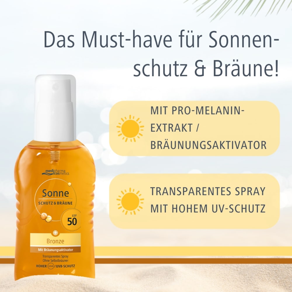 medipharma cosmetics Sonne SCHUTZ & BRÄUNE Bronze LSF 50 Spray 200 ml Spray