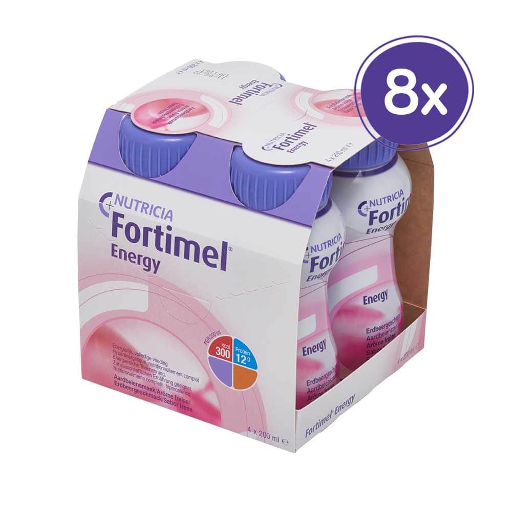 Fortimel Energy Trinknahrung Erdbeere 8X4X200 ml Flüssigkeit