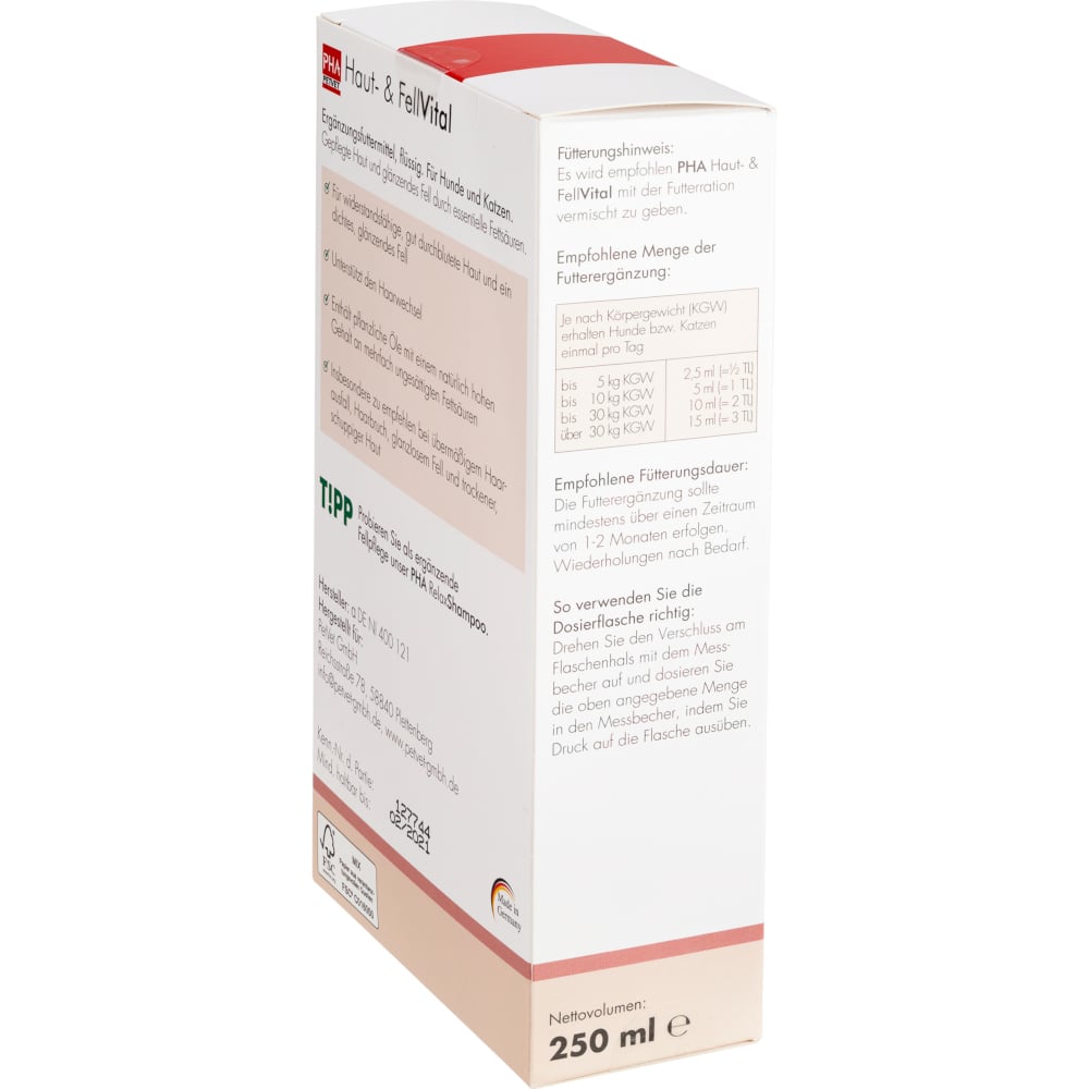 PHA Haut- & Fellvital Flüssig für Hunde und Katzen  250 ml Flüssigkeit
