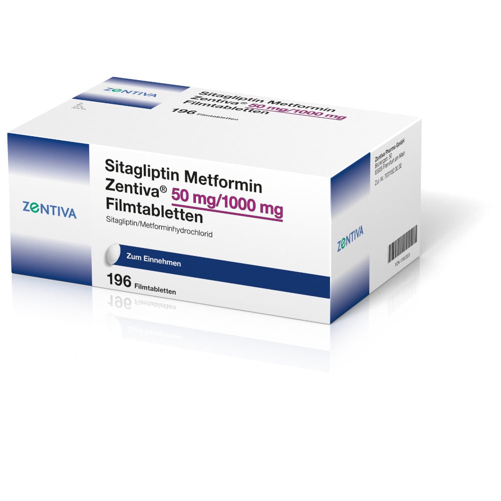 Sitagliptin Metformin Zentiva 50mg/1000mg Filmtabletten 196 St Filmtabletten