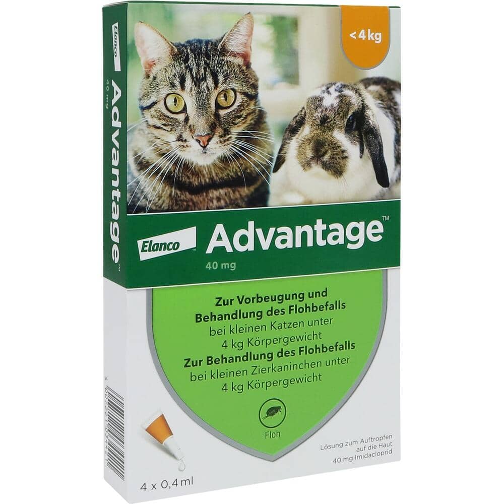 Advantage 40 mg für kleine Katzen und kleine Zierkaninchen 4X0.4 ml Lösung