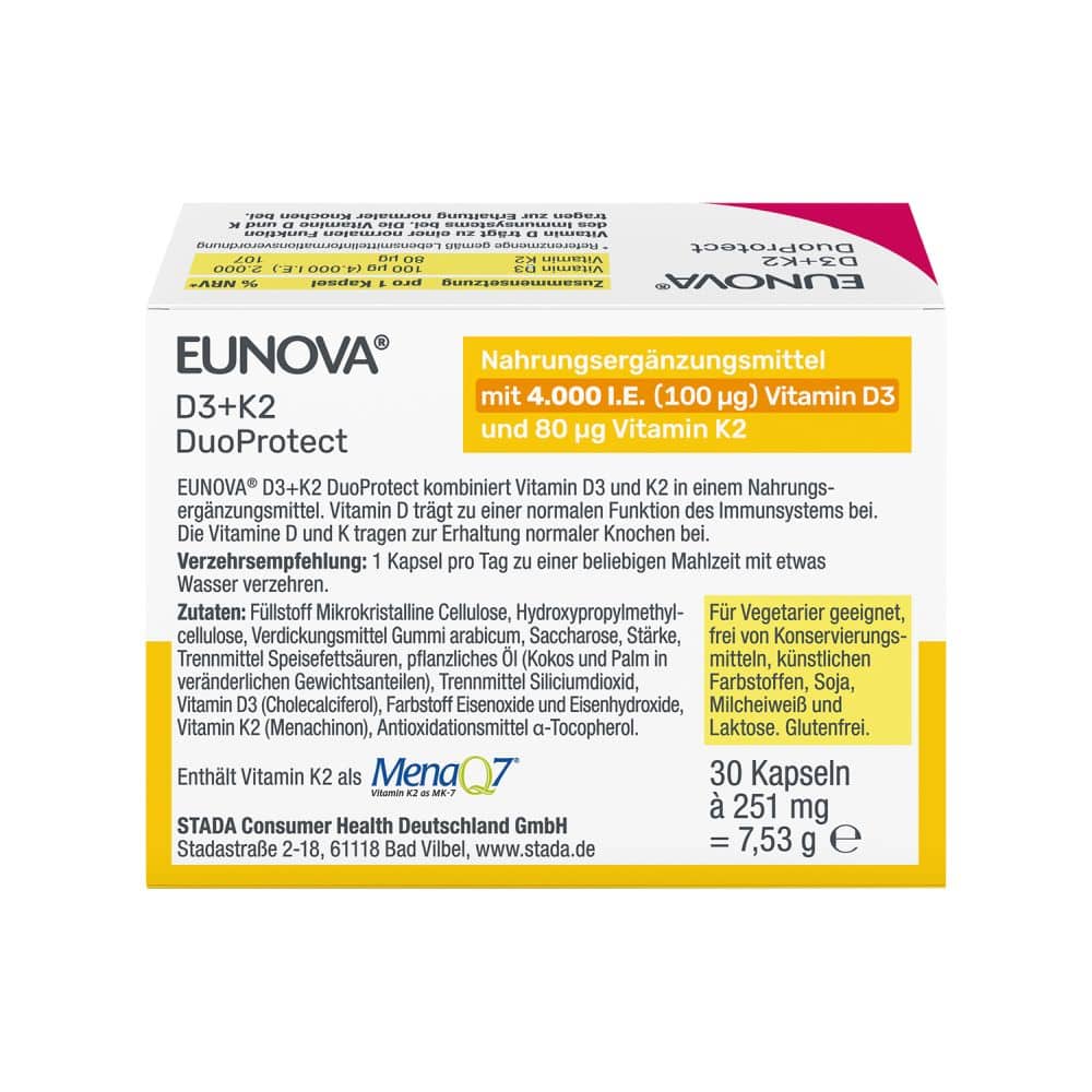 EUNOVA DuoProtect D3+K2 4000 I.E. 30 St Kapseln