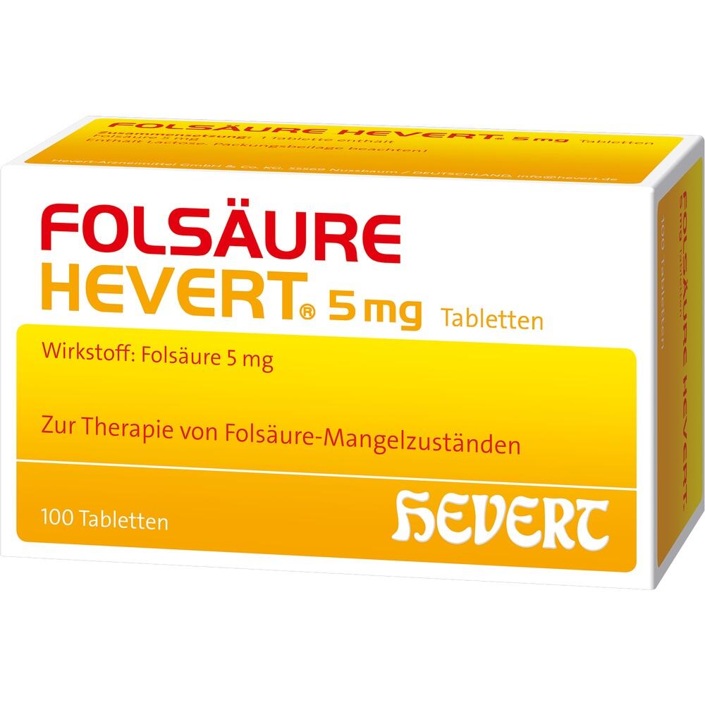 FOLSÄURE HEVERT 5 mg 100 St Tabletten
