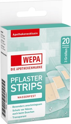 WEPA PFLASTER STRIPS WASSERFEST 3 Größen 20 St Pflaster