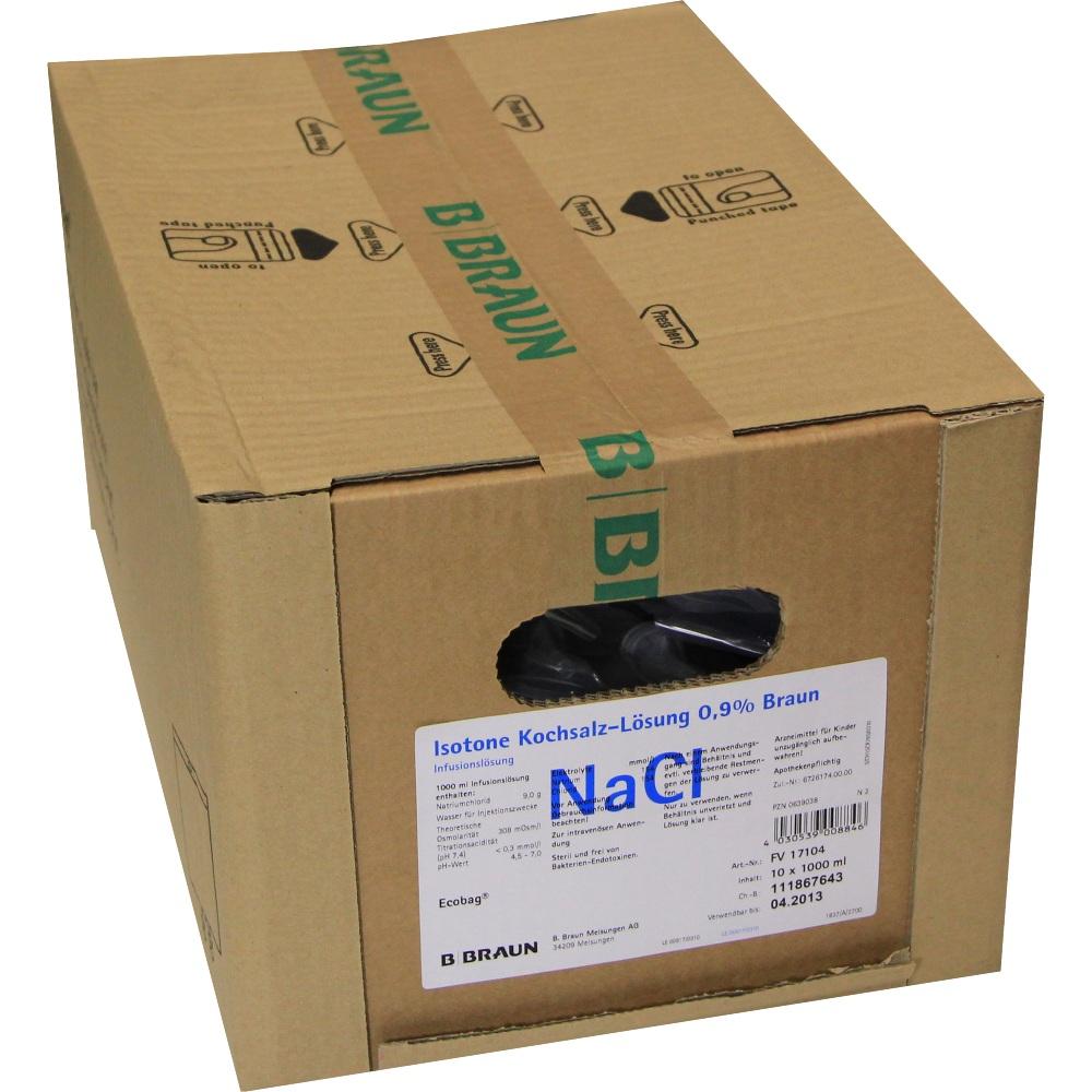 NATRIUMCHLORID 0,9% Braun Ecobag Infusionslsg. 10X1000 ml Infusionslösung
