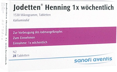 Jodetten Henning 1x wöchentlich 1530 Mikrogramm 28 St Tabletten