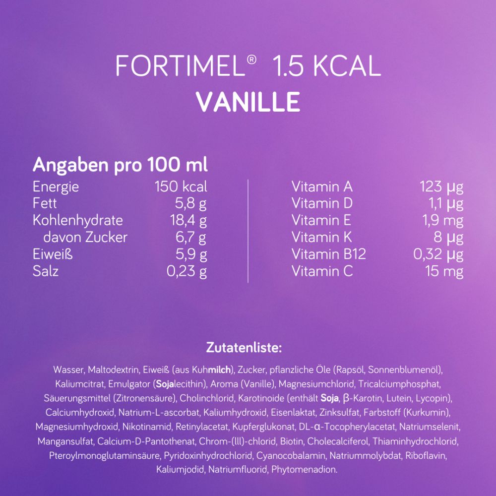 NUTRICIA Fortimel 1,5kcal / ml Vanille-Geschmack 4X200 ml Flüssigkeit
