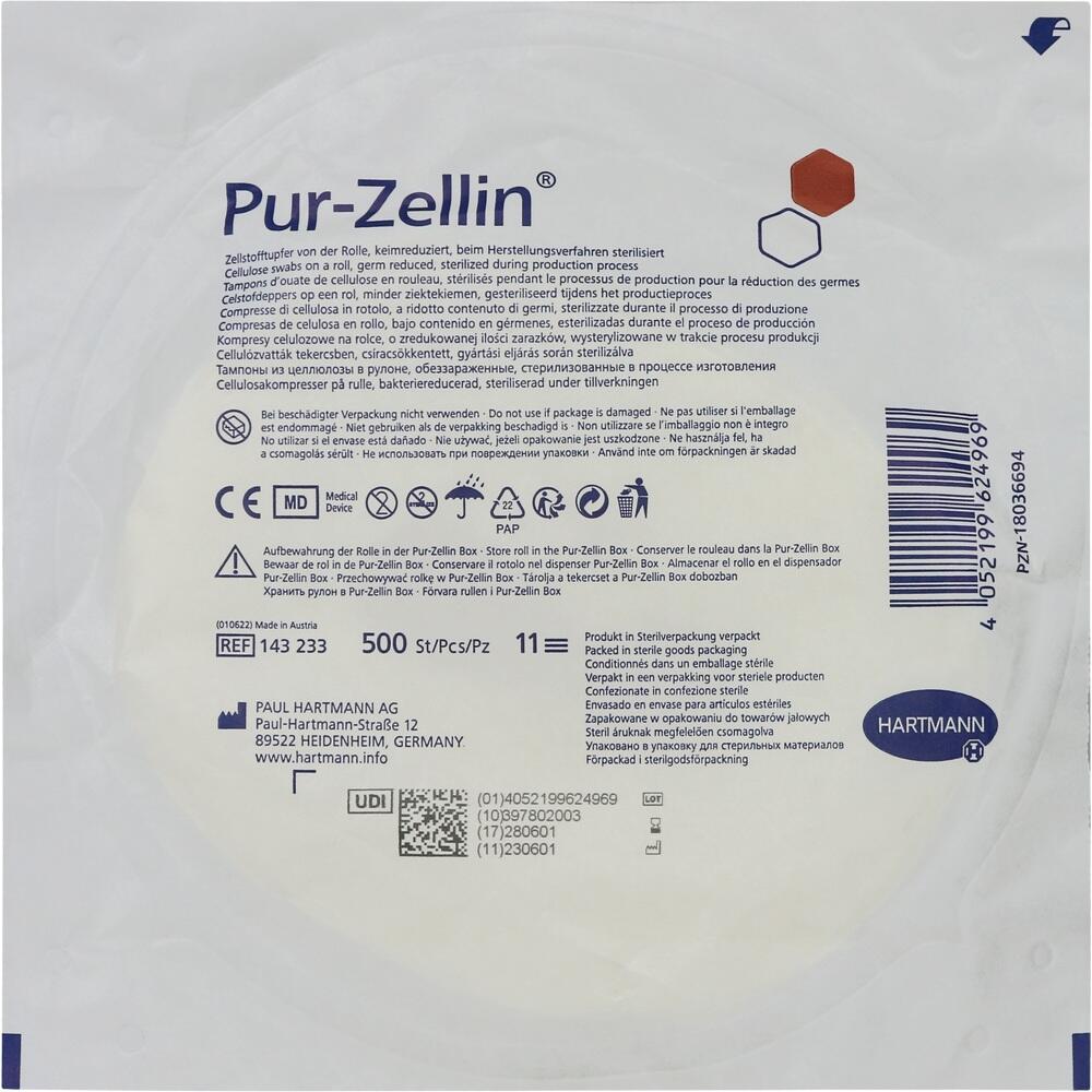 Pur-zellin 4x5 cm keimreduziert Rolle 500 St Tupfer