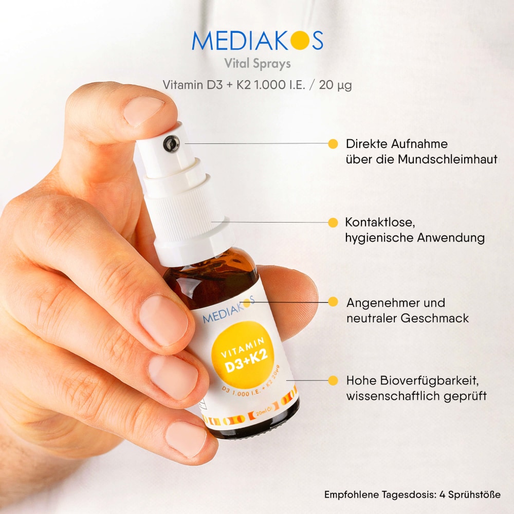 MEDIAKOS Vitamin D3 + K2 1.000 I.E. / 20 μg Vital Spray 20 ml Spray