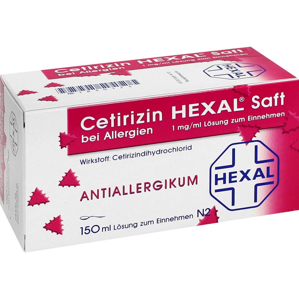 Cetirizin HEXAL  Saft bei Allergien 1mg/ml 150 ml Lösung zum Einnehmen