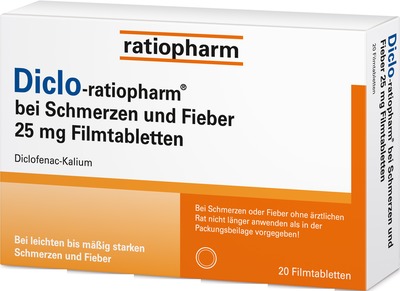Diclo-ratiopharm bei Schmerzen und Fieber 25 mg 20 St Filmtabletten