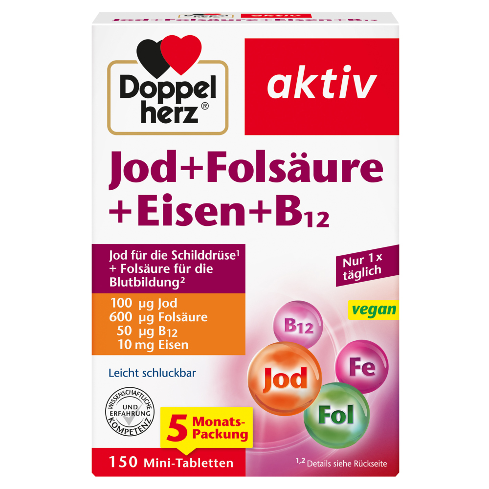 Doppelherz aktiv Jod + Folsäure + Eisen + B12 150 St Tabletten