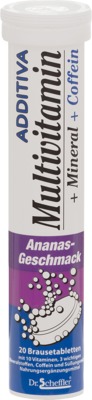 ADDITIVA Multivitamin + Mineral+ Coffein Ananasgeschmack 20 St Brausetabletten