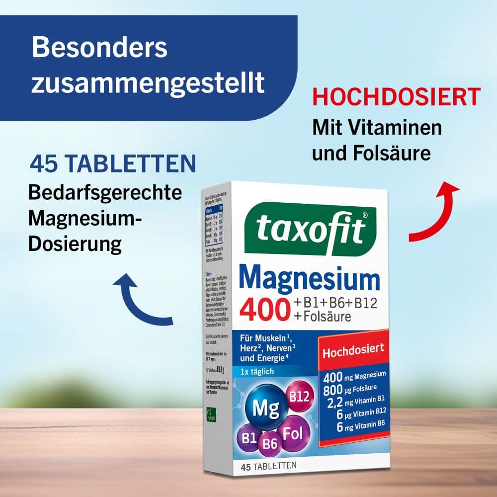 taxofit Magnesium 400 +B1+B6+B12+Folsäure 45 St Tabletten