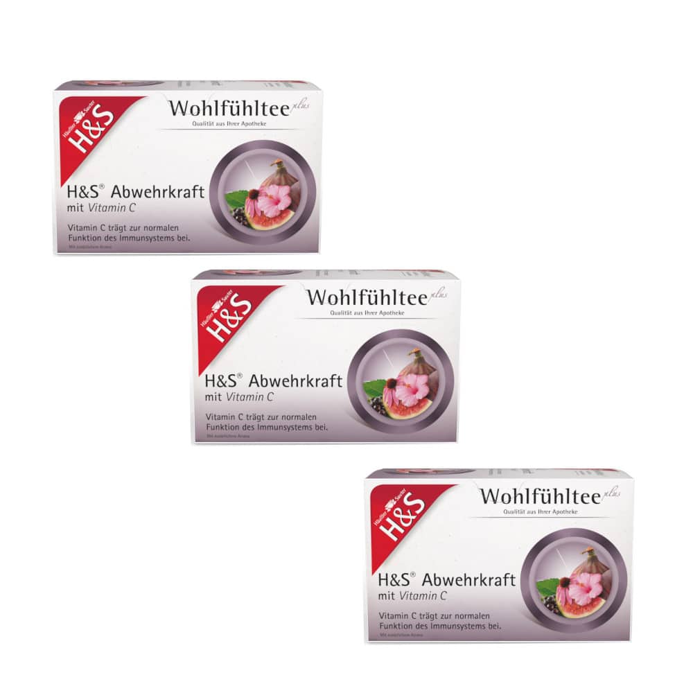 H&S Wohlfühltee Abwehrkraft mit Vitamin C 3er Set 3X20X1,8 g Filterbeutel