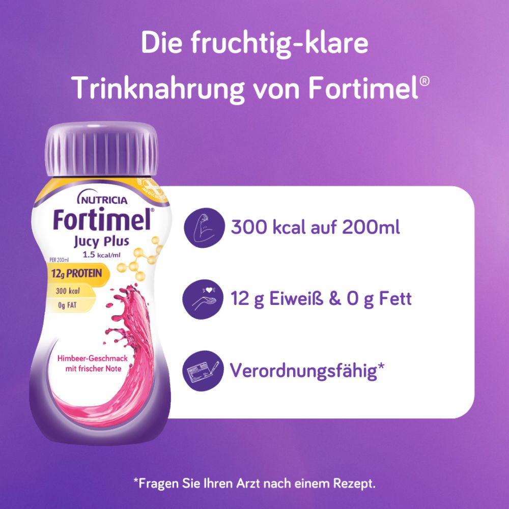 Fortimel Jucy Plus Himbeer-Geschmack 4X200 ml Flüssigkeit
