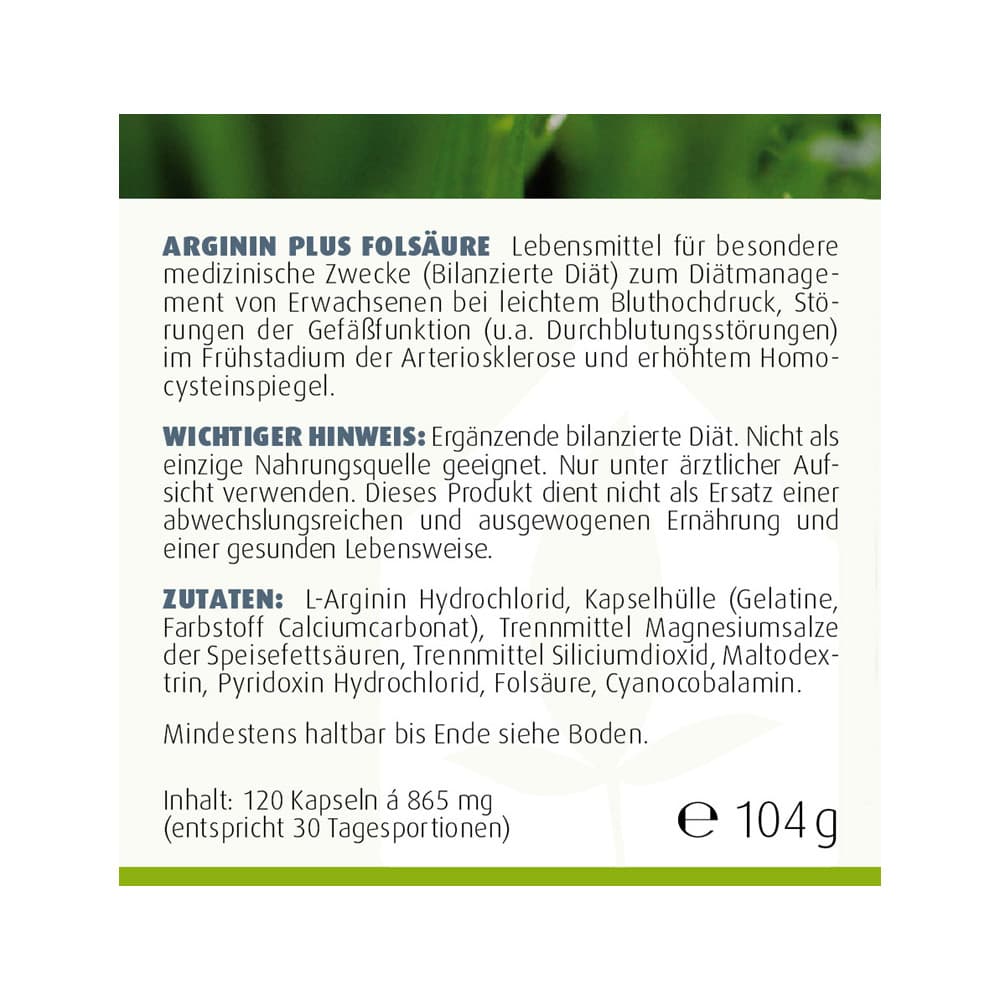 ARGININ PLUS Folsäure  120 St Kapseln