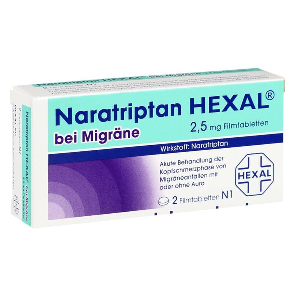 Naratriptan HEXAL bei Migräne 2,5mg 2 St Filmtabletten