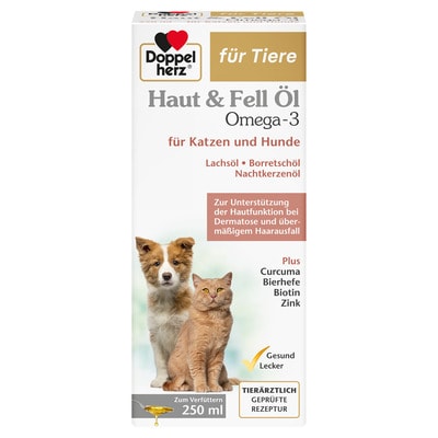 Doppelherz Haut & Fell Omega-3 für Katzen und Hunde 250 ml Flüssigkeit