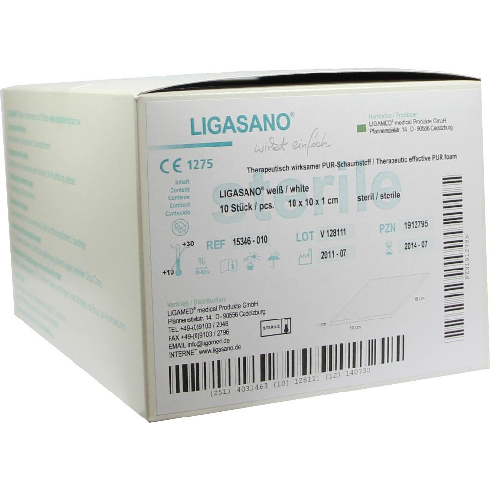 LIGASANO weiß Verband 1x10x10 cm steril 10 St Kompressen