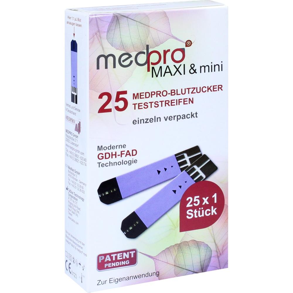 MEDPRO Maxi & mini Blutzucker Teststreif.einzeln 25X1 St Teststreifen