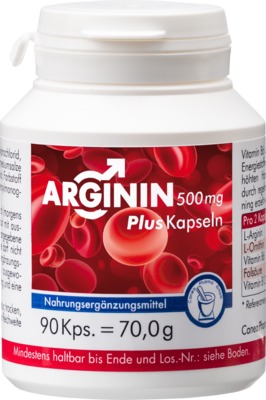 Arginin 500 Mg Plus Kapseln 90 St Kapseln | 90 g Kapseln 70 g | 225.43 EUR / 1000 Gramm | 04031673101301