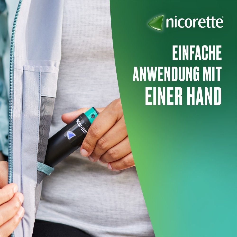 nicorette mint Spray mit Nikotin, Verbindung mit Tracking-App mögl.