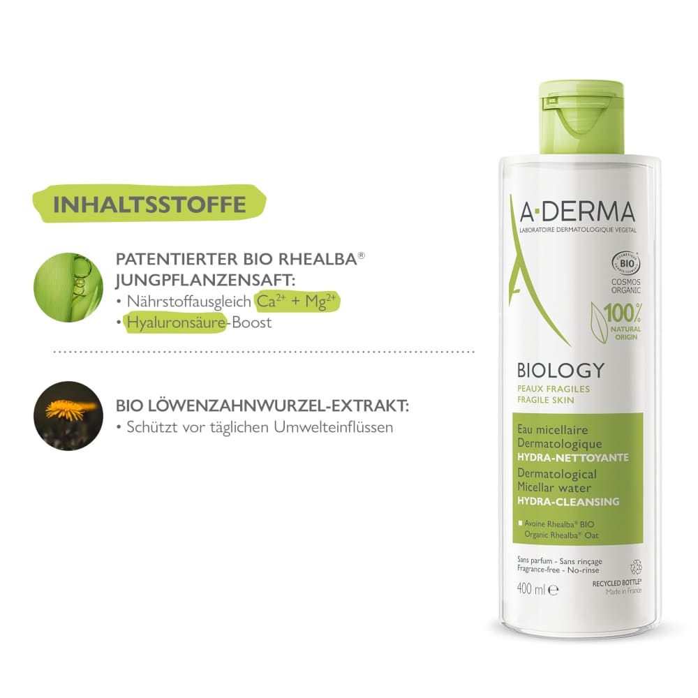 A-DERMA BIOLOGY  Mizellen-Gesichtswasser 400 ml Lotion