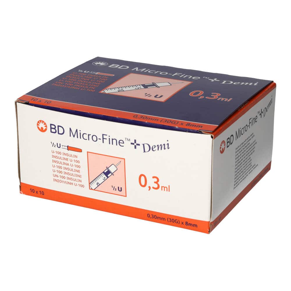 BD Micro-Fine+ Demi Insulinspritzen 0,3ml U100 0,3x8mm 100 St Spritzen