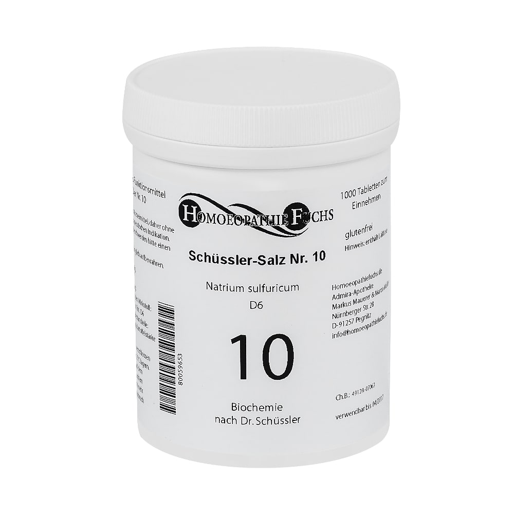 HOMOEOPATHIEFUCHS Schüssler-Salz Nummer 10 Natrium sulfuricum D6 Biochemie 1000 St Tabletten