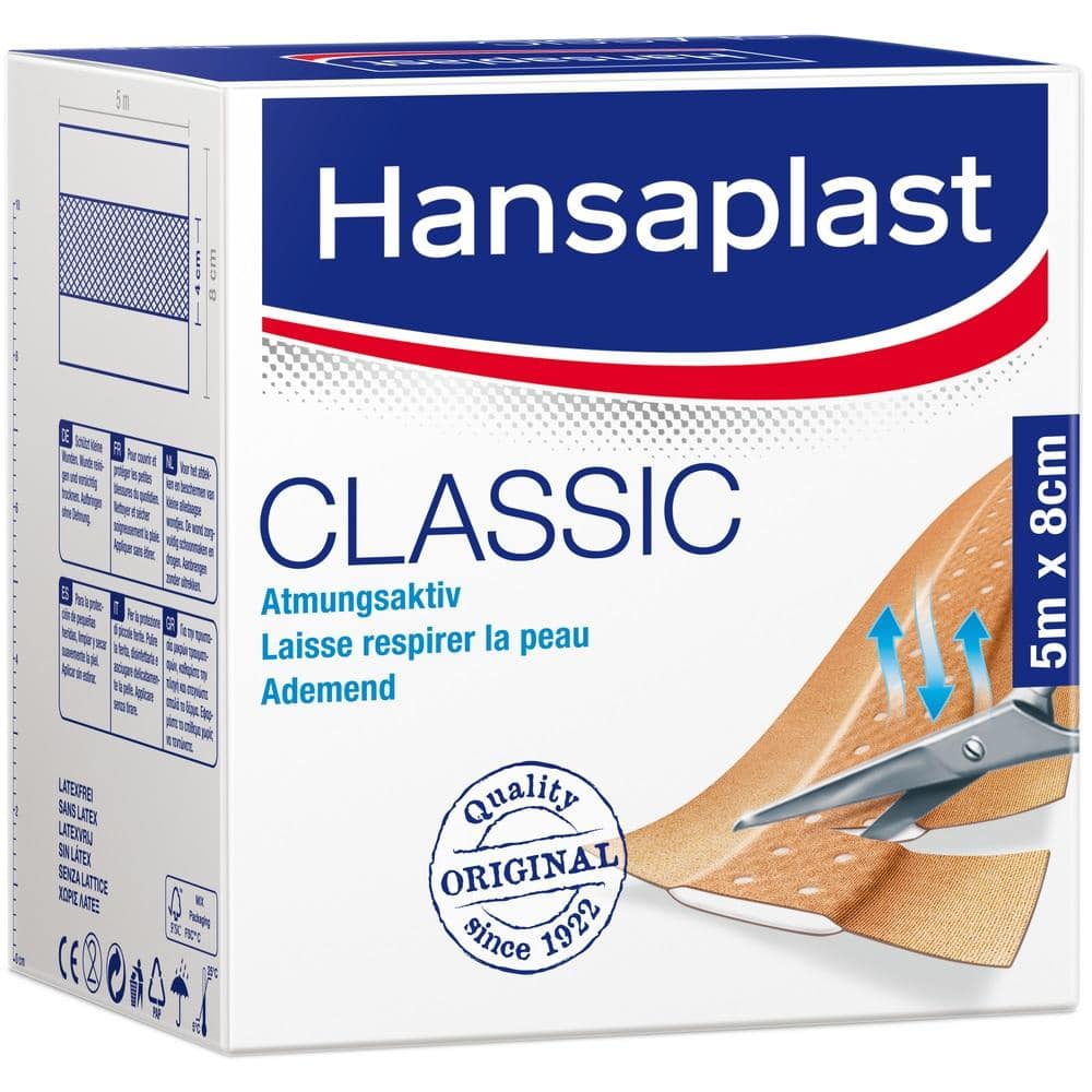 Hansaplast CLASSIC Atmungsaktiv 8cm x 5m 1 St Pflaster