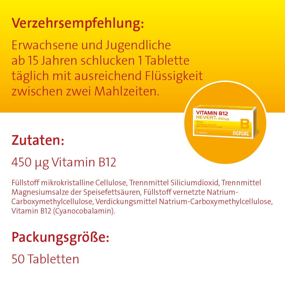 VITAMIN B12 HEVERT 450 ug 50 St Tabletten
