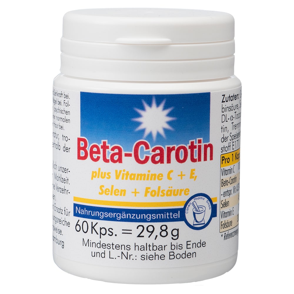 Beta-Carotin plus Vitamin C+E, Selen + Folsäure 60 St Kapseln