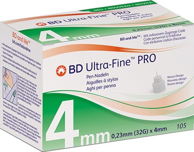 Bd Ultra-fine Pro Pen-nadeln 4 mm 32 G 105 St Kanüle