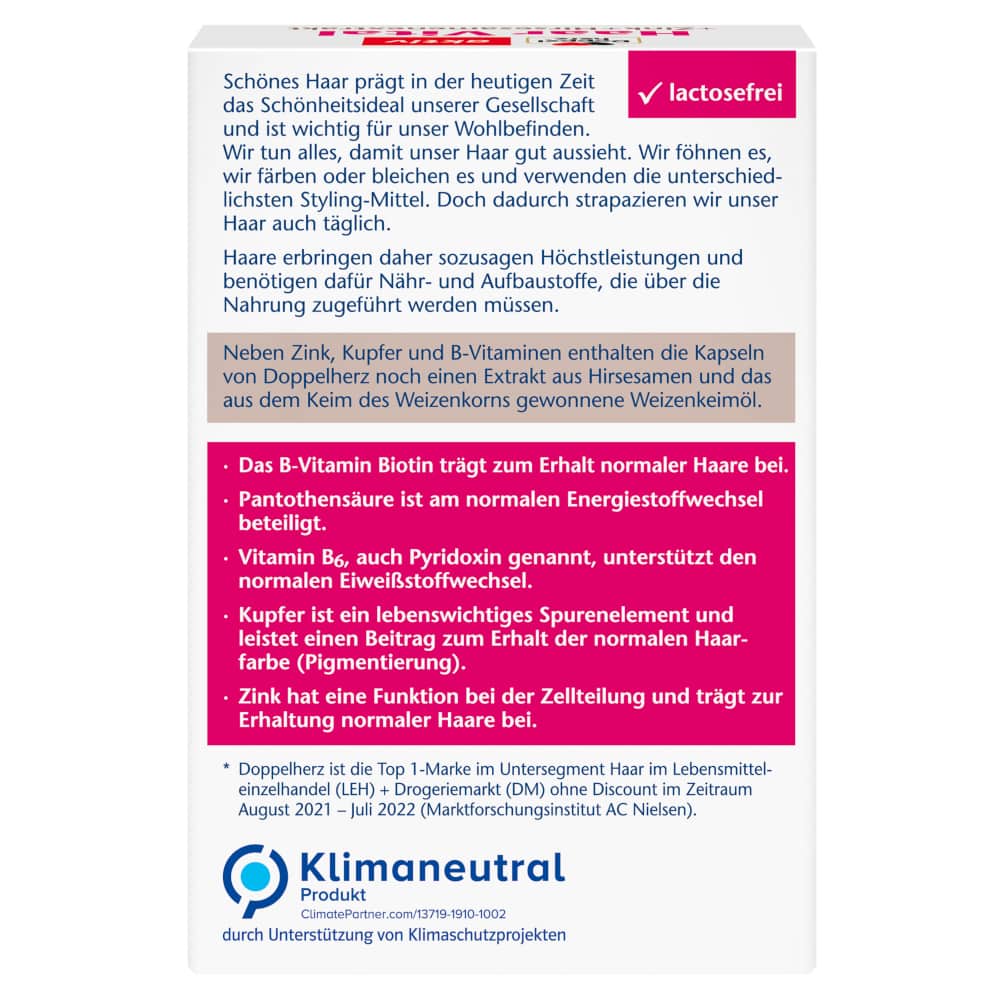 Doppelherz aktiv Haar Vital + Zink + Hirseextrakt 30 St Kapseln