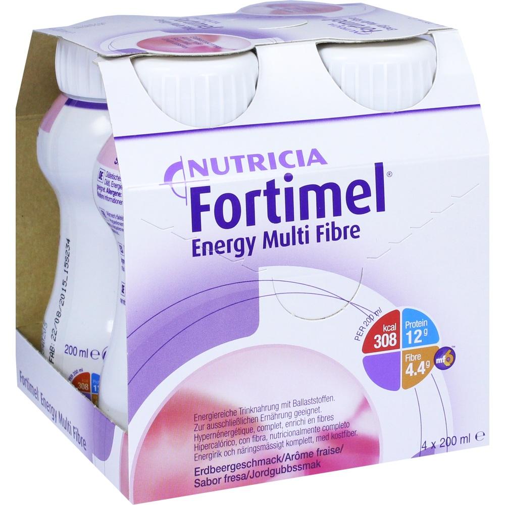 Fortimel Energy Multi Fibre Trinknahrung Erdbeere 4X200 ml Flüssigkeit