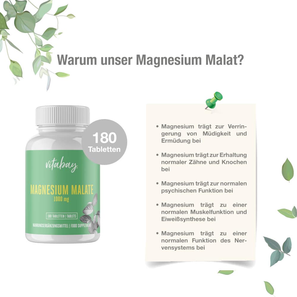 vitabay Magnesium Malate 1000 mg 180 St Tabletten