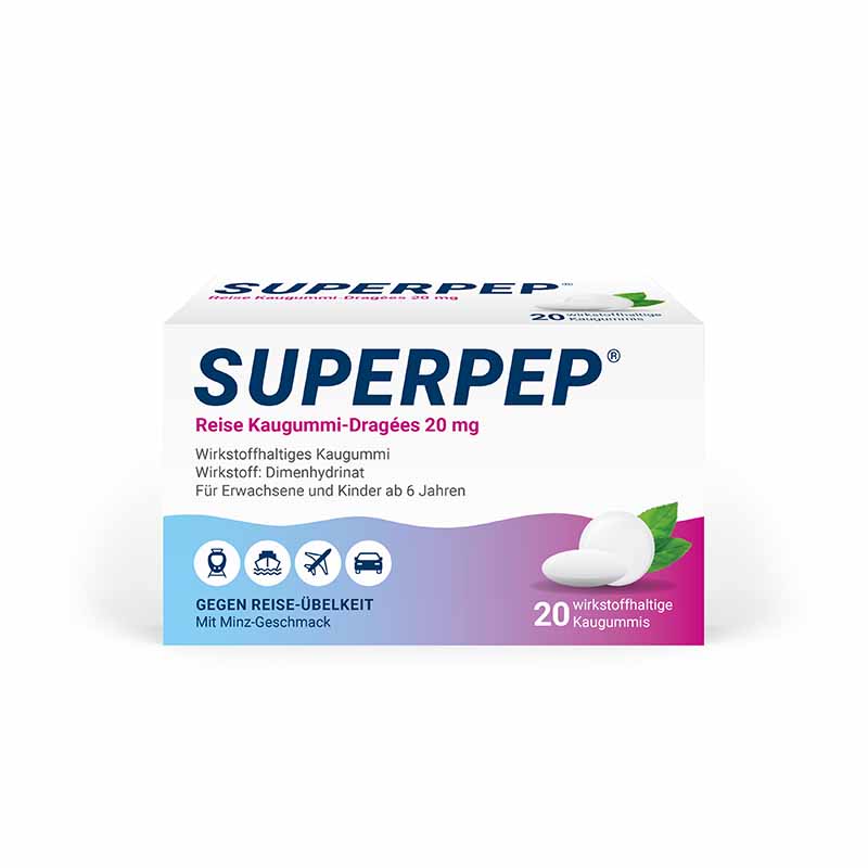 SUPERPEP Reise Kaugummi-Dragées 20 mg 20 St Kaugummi