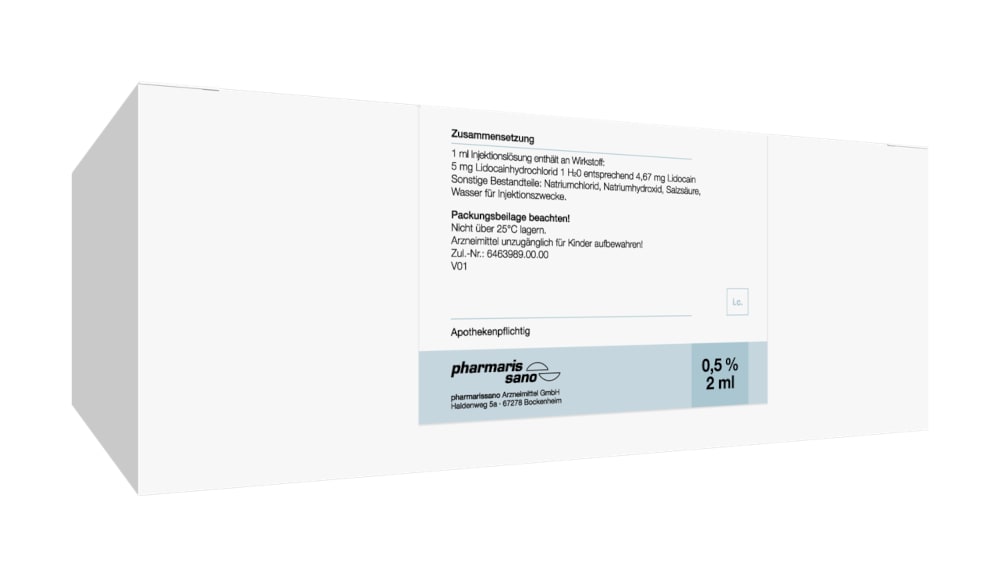 Lidocain pharmarissano Ampulle 0,5% 300X2 ml Injektionslösung