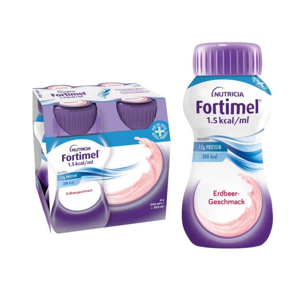 NUTRICIA Fortimel 1,5kcal / ml Erdbeer-Geschmack 4X200 ml Flüssigkeit