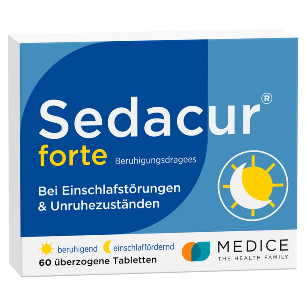 Sedacur forte bei Einschlafstörungen &amp; Unruhezuständen 60 St Überzogene Tabletten