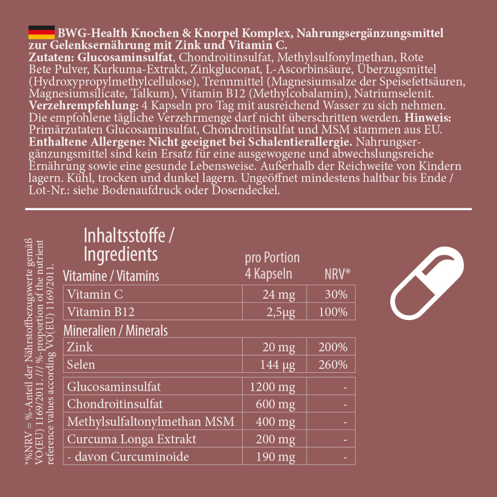 BWG Health Knochen & Knorpel Komplex 60 St Kapseln