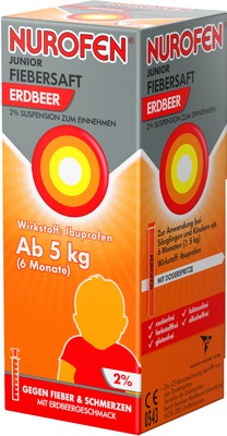 NUROFEN Junior Fiebersaft ERDBEER 2% 100 ml Suspension zum Einnehmen