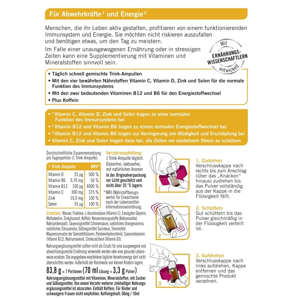 taxofit Immun+Energie Trinkfläschchen 7X10 ml Trinkampullen